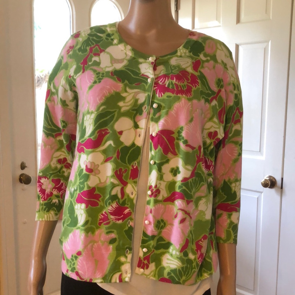 Talbots flowered cardigan LP